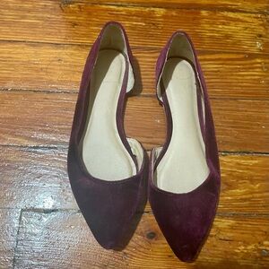 Purple velvet flats